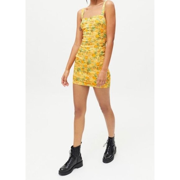 Urban Outfitters Ruched Mini Bodycon Claira Dress size S - Picture 1 of 11